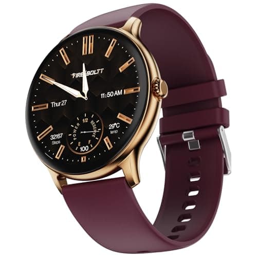 Fire-Boltt Phoenix Pro Round Smart Watch 1.39" HD Display with Bluetooth Calling, AI Voice Assistant, SpO2 & Heart Rate Monitor, 120+ Sports Modes, IP67 Waterproof Smartwatch for Men & Women - Brown